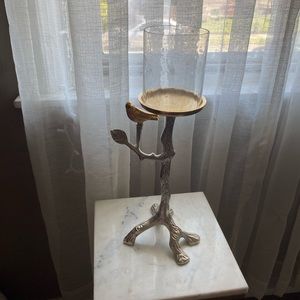 Bird glass candle holder 15”H